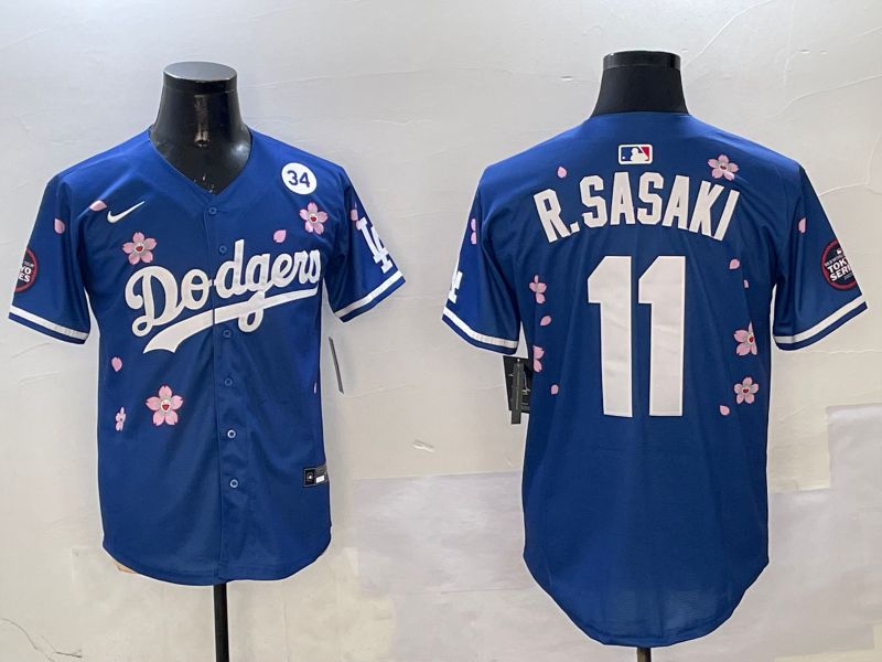 Men Los Angeles Dodgers 11 R.Sasaki Blue Sakura Edition 2025 Nike MLB Jersey style 5